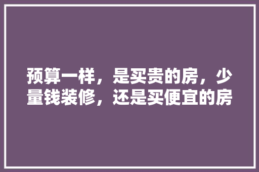 预算一样，是买贵的房，少量钱装修，还是买便宜的房，较多钱装修「投资房屋装修技巧有哪些」 预算一样，是买贵的房，少量钱装修，还是买便宜的房，较多钱装修「投资房屋装修技巧有哪些」 MI家设计指南