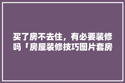 买了房不去住，有必要装修吗「房屋装修技巧图片套房效果图」