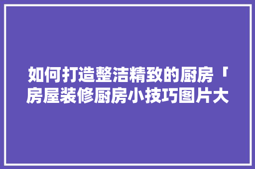 如何打造整洁精致的厨房「房屋装修厨房小技巧图片大全」 如何打造整洁精致的厨房「房屋装修厨房小技巧图片大全」 MI家公司推荐