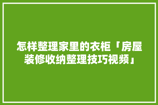 怎样整理家里的衣柜「房屋装修收纳整理技巧视频」 怎样整理家里的衣柜「房屋装修收纳整理技巧视频」 MI家设计指南