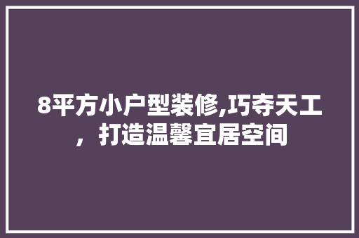 8平方小户型装修,巧夺天工，打造温馨宜居空间 8平方小户型装修,巧夺天工，打造温馨宜居空间 MI家设计指南