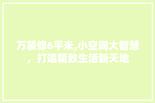 万装修6平米,小空间大智慧，打造精致生活新天地 万装修6平米,小空间大智慧，打造精致生活新天地 MI家装修攻略