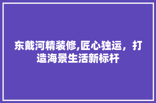 东戴河精装修,匠心独运，打造海景生活新标杆 东戴河精装修,匠心独运，打造海景生活新标杆 MI家公司推荐