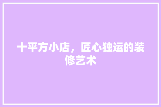 十平方小店，匠心独运的装修艺术 十平方小店，匠心独运的装修艺术 MI家装修经验