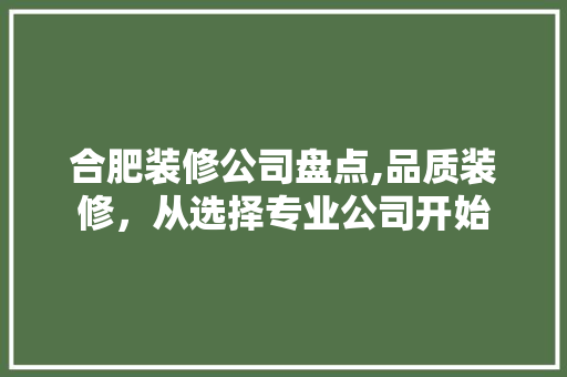 合肥装修公司盘点,品质装修，从选择专业公司开始 合肥装修公司盘点,品质装修，从选择专业公司开始 MI家公司推荐
