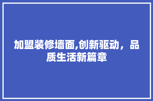 加盟装修墙面,创新驱动，品质生活新篇章 加盟装修墙面,创新驱动，品质生活新篇章 MI家装修攻略