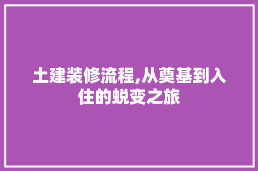 土建装修流程,从奠基到入住的蜕变之旅