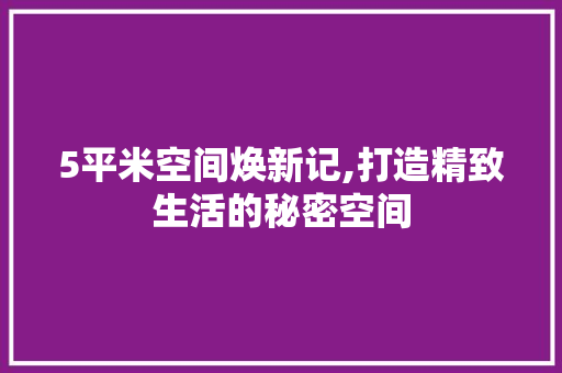 5平米空间焕新记,打造精致生活的秘密空间 5平米空间焕新记,打造精致生活的秘密空间 MI家设计指南
