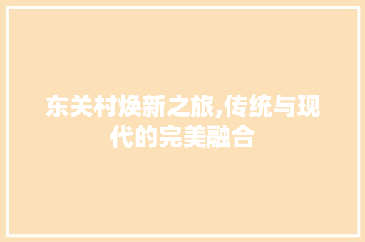 东关村焕新之旅,传统与现代的完美融合 东关村焕新之旅,传统与现代的完美融合 MI家设计百科
