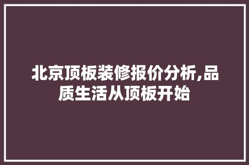 北京顶板装修报价分析,品质生活从顶板开始