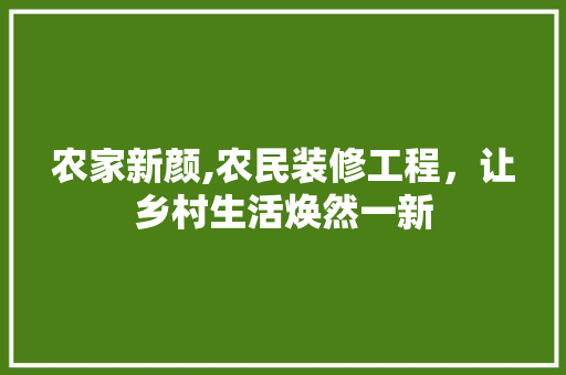 农家新颜,农民装修工程，让乡村生活焕然一新(农家新颜,农民装修工程,让乡村生活焕然一新)