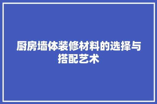 厨房墙体装修材料的选择与搭配艺术 厨房墙体装修材料的选择与搭配艺术 MI家公司推荐