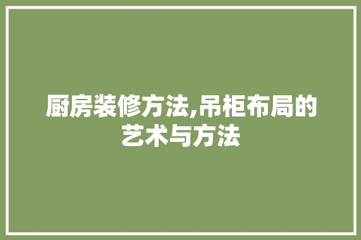厨房装修方法,吊柜布局的艺术与方法 厨房装修方法,吊柜布局的艺术与方法 MI家装修攻略