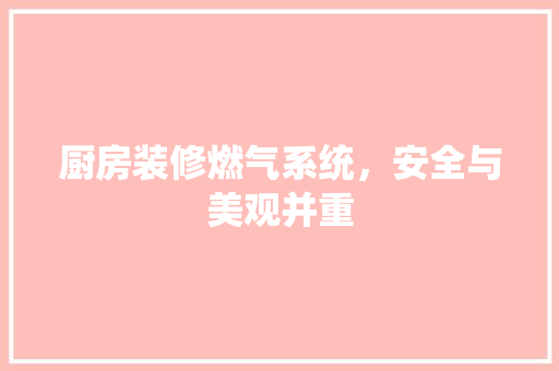 厨房装修燃气系统，安全与美观并重 厨房装修燃气系统，安全与美观并重 MI家装修攻略