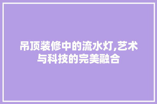 吊顶装修中的流水灯,艺术与科技的完美融合 吊顶装修中的流水灯,艺术与科技的完美融合 MI家装修攻略