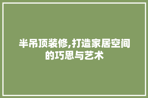 半吊顶装修,打造家居空间的巧思与艺术 半吊顶装修,打造家居空间的巧思与艺术 MI家设计指南