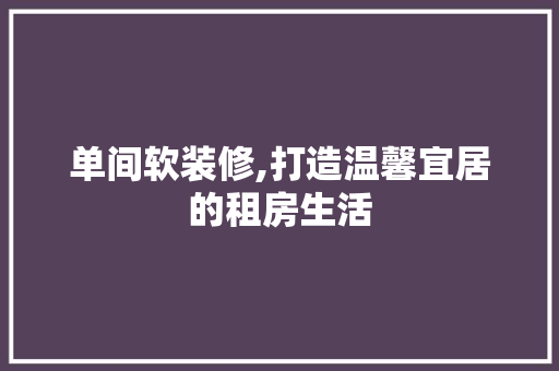单间软装修,打造温馨宜居的租房生活(如何装修单间)