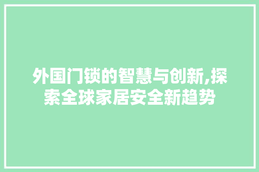 外国门锁的智慧与创新,探索全球家居安全新趋势 外国门锁的智慧与创新,探索全球家居安全新趋势 MI家设计百科
