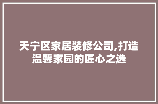 天宁区家居装修公司,打造温馨家园的匠心之选 天宁区家居装修公司,打造温馨家园的匠心之选 MI家公司推荐