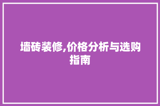墙砖装修,价格分析与选购指南 墙砖装修,价格分析与选购指南 MI家设计指南