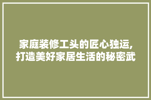 家庭装修工头的匠心独运,打造美好家居生活的秘密武器