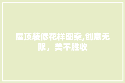 屋顶装修花样图案,创意无限，美不胜收 屋顶装修花样图案,创意无限，美不胜收 MI家公司推荐