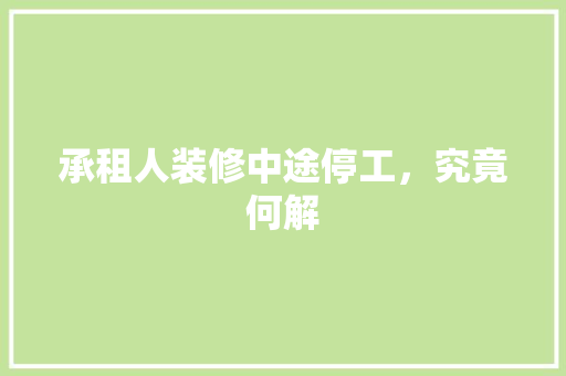 承租人装修中途停工，究竟何解 承租人装修中途停工，究竟何解 MI家装修攻略
