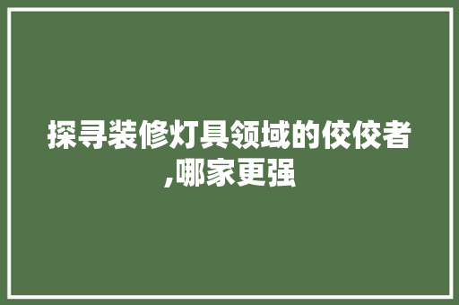 探寻装修灯具领域的佼佼者,哪家更强 探寻装修灯具领域的佼佼者,哪家更强 MI家设计百科