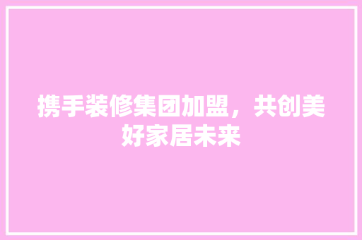 携手装修集团加盟，共创美好家居未来 携手装修集团加盟，共创美好家居未来 MI家装修攻略