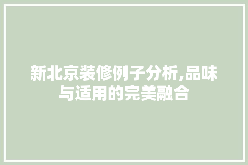新北京装修例子分析,品味与适用的完美融合(北京装修攻略 知乎)
