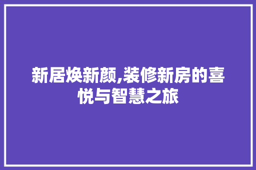 新居焕新颜,装修新房的喜悦与智慧之旅 新居焕新颜,装修新房的喜悦与智慧之旅 MI家装修经验