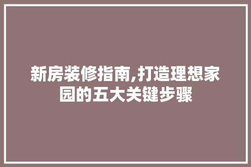 新房装修指南,打造理想家园的五大关键步骤 新房装修指南,打造理想家园的五大关键步骤 MI家装修攻略