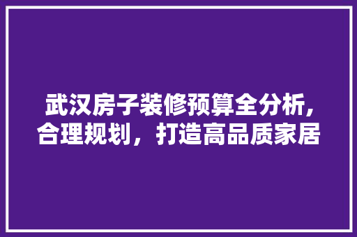 武汉房子装修预算全分析,合理规划，打造高品质家居生活 武汉房子装修预算全分析,合理规划，打造高品质家居生活 MI家装修攻略