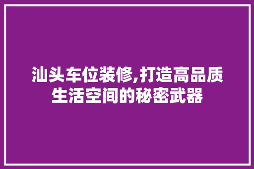 汕头车位装修,打造高品质生活空间的秘密武器