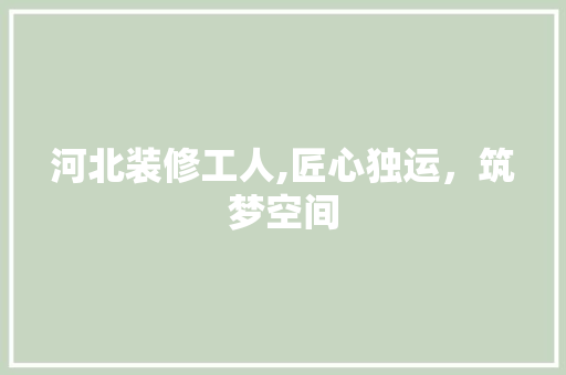 河北装修工人,匠心独运，筑梦空间 河北装修工人,匠心独运，筑梦空间 MI家公司推荐