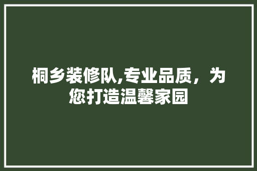 桐乡装修队,专业品质，为您打造温馨家园 桐乡装修队,专业品质，为您打造温馨家园 MI家装修攻略