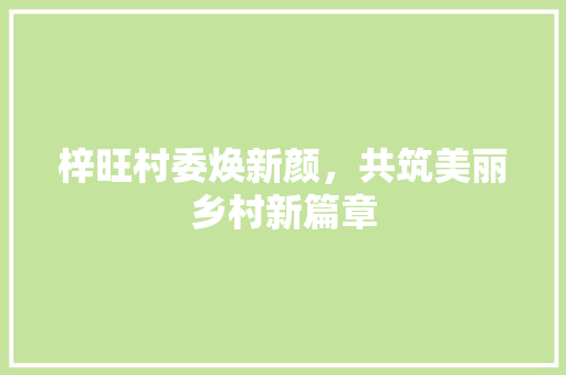 梓旺村委焕新颜，共筑美丽乡村新篇章