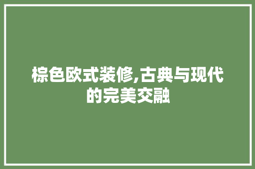 棕色欧式装修,古典与现代的完美交融 棕色欧式装修,古典与现代的完美交融 MI家装修经验