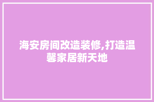 海安房间改造装修,打造温馨家居新天地 海安房间改造装修,打造温馨家居新天地 MI家装修攻略