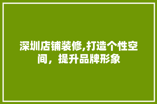 深圳店铺装修,打造个性空间，提升品牌形象 深圳店铺装修,打造个性空间，提升品牌形象 MI家装修经验