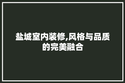 盐城室内装修,风格与品质的完美融合