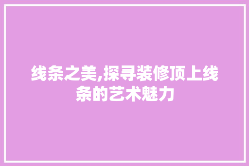 线条之美,探寻装修顶上线条的艺术魅力 线条之美,探寻装修顶上线条的艺术魅力 MI家设计指南