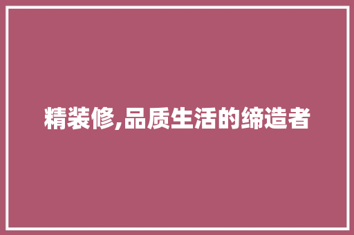 精装修,品质生活的缔造者 精装修,品质生活的缔造者 MI家装修攻略