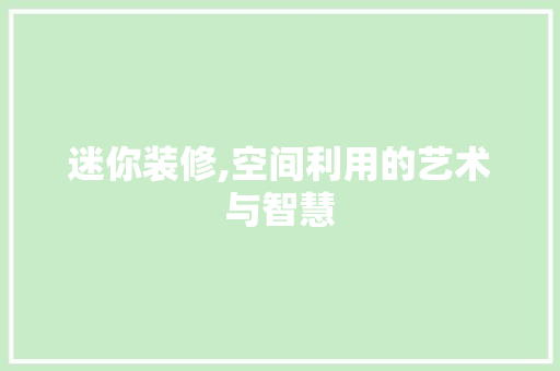迷你装修,空间利用的艺术与智慧