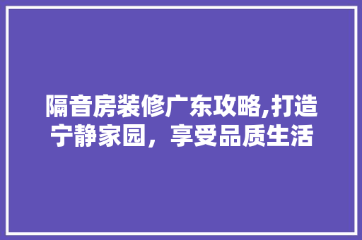隔音房装修广东攻略,打造宁静家园，享受品质生活 隔音房装修广东攻略,打造宁静家园，享受品质生活 MI家装修经验