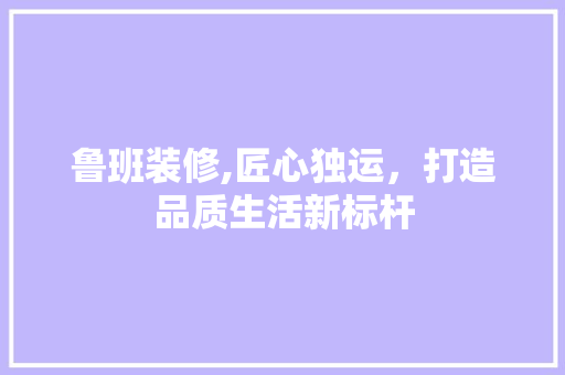 鲁班装修,匠心独运，打造品质生活新标杆 鲁班装修,匠心独运，打造品质生活新标杆 MI家装修经验