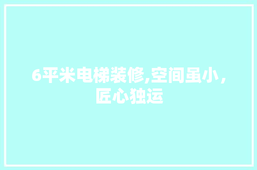 6平米电梯装修,空间虽小，匠心独运