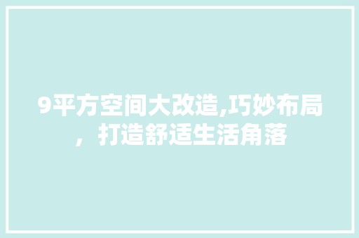 9平方空间大改造,巧妙布局，打造舒适生活角落 9平方空间大改造,巧妙布局，打造舒适生活角落 MI家公司推荐
