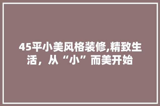45平小美风格装修,精致生活，从“小”而美开始 45平小美风格装修,精致生活，从“小”而美开始 MI家装修经验