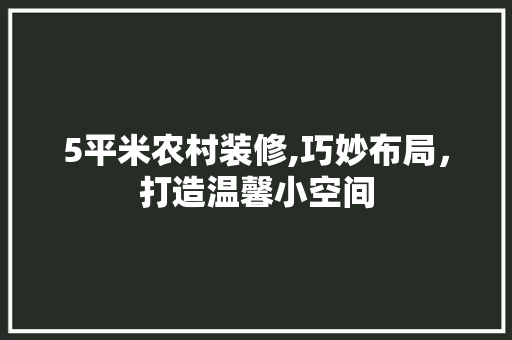 5平米农村装修,巧妙布局，打造温馨小空间 5平米农村装修,巧妙布局，打造温馨小空间 MI家设计指南